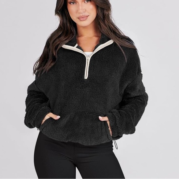 Black Sherpa Half-Zip Pullover - Picture 7 of 7